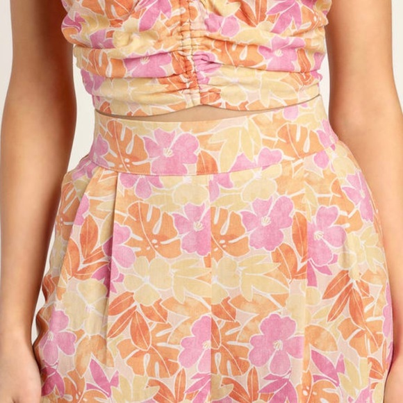 Island Imaginings Peach Floral Print Wide-Leg Pants - Picture 3 of 7